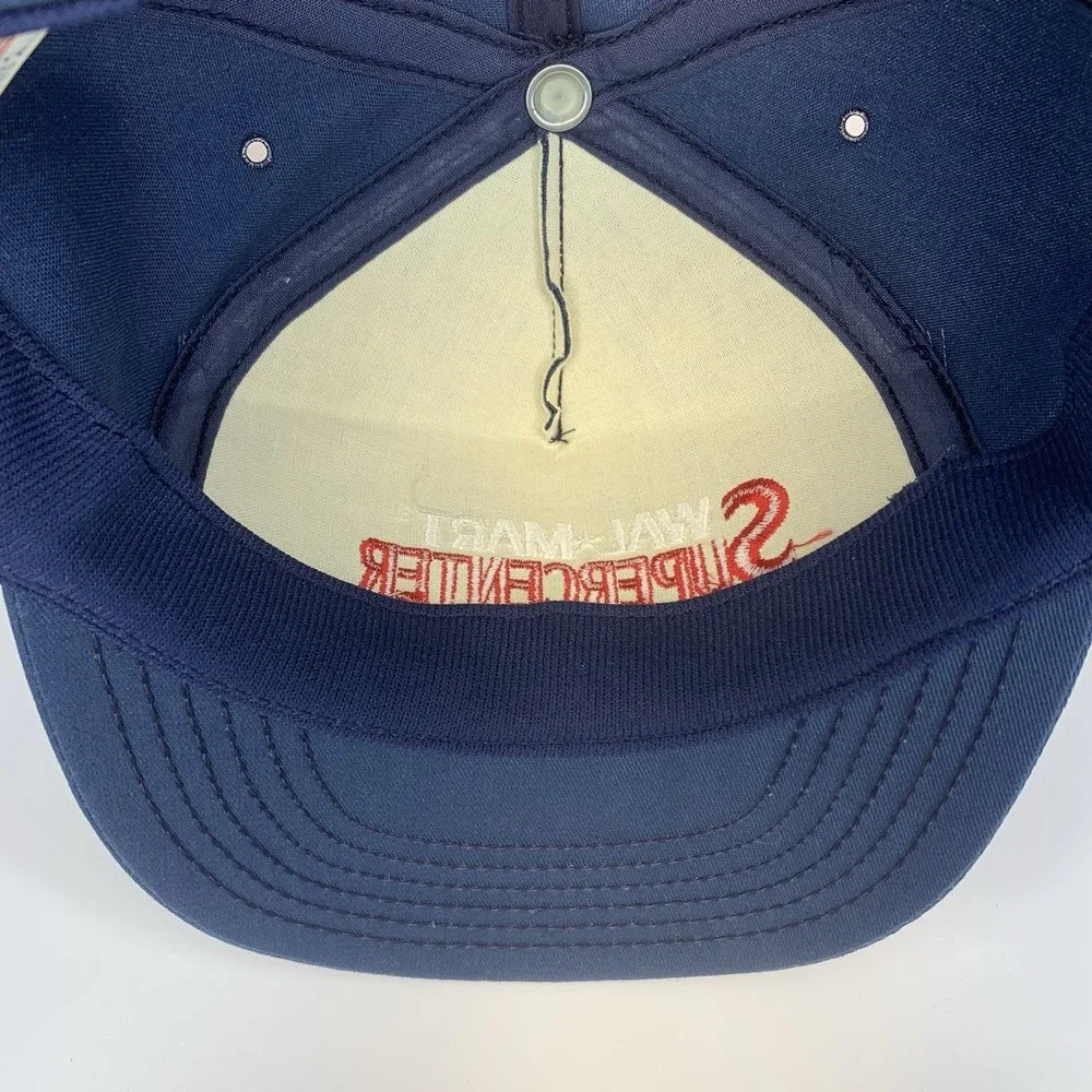 Vintage Walmart Supercenter Trucker Hat Blue Snapback Paramount Cap Made in USA